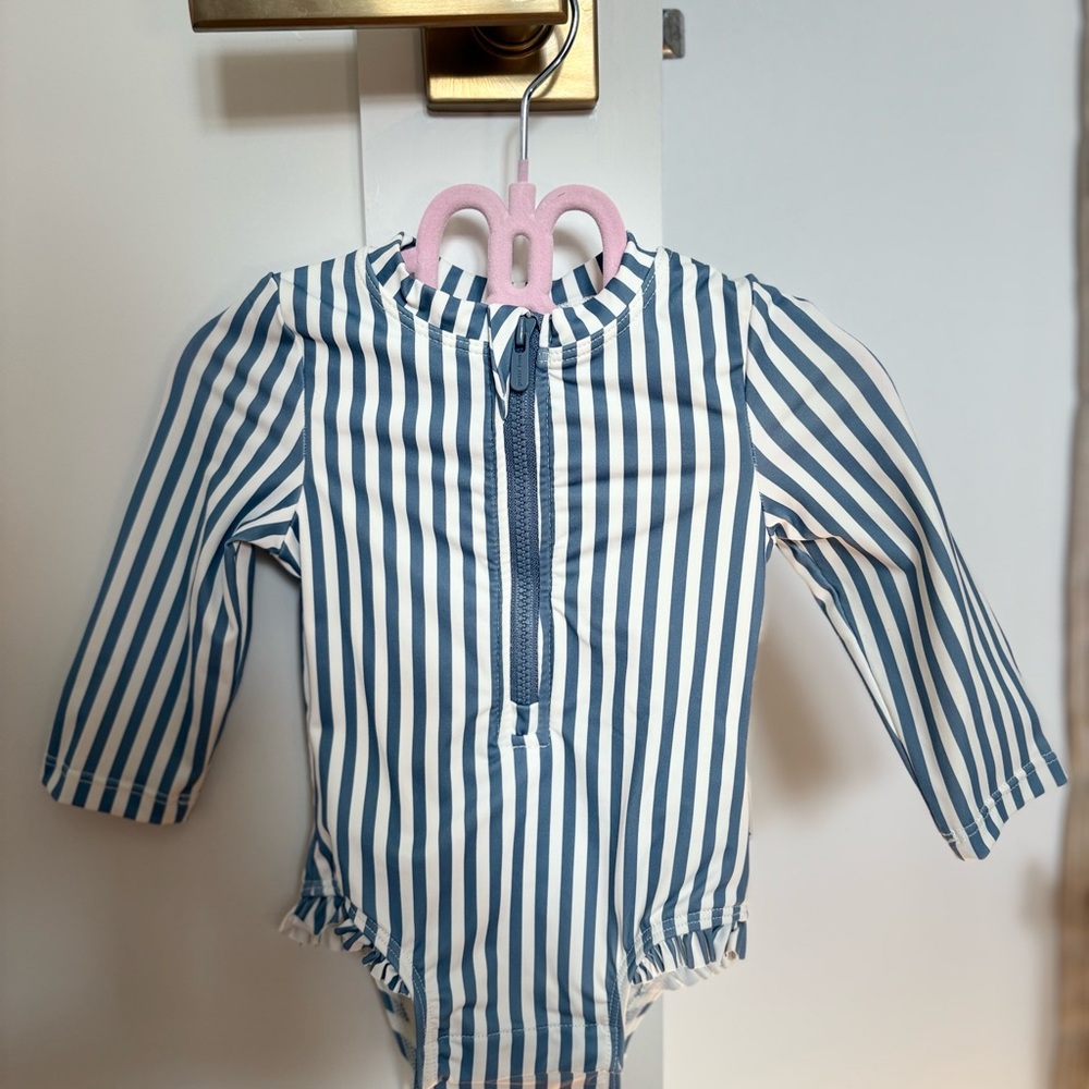 Petit Lem Navy and White Striped Swimsuit 3-6